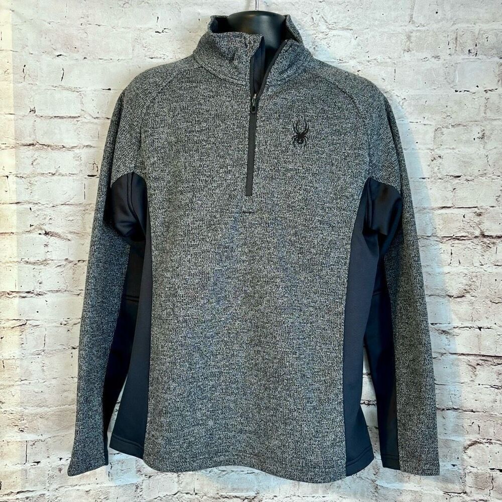 Spyder Outbound Half Zip Mid Weight Pullover Mens Size Small Charcoal Gray Black